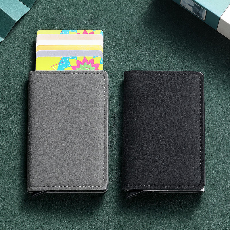 Anti-robo RFID tarjeta de metal bolsa de tarjeta de crédito elástica caja de metal de aluminio tarjeta de hombre tarjeta de bolsa de plata tarjeta al por mayor