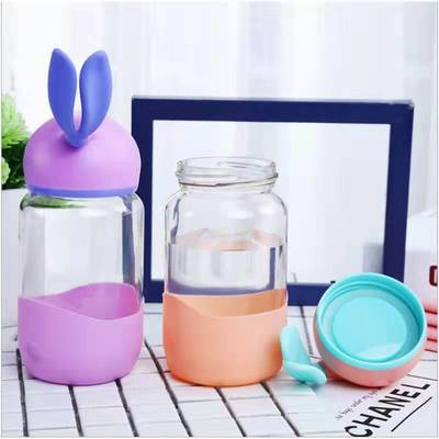 可爱兔子水杯花茶杯学生礼物儿童便携随手杯支持开业礼品制作logo