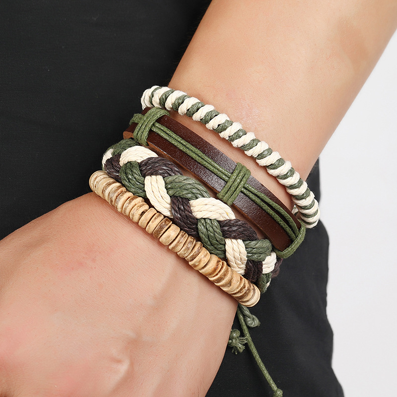 wholesale personality woven multilayer hemp rope bracelet bracelet simple diy 4piece leather braceletpicture5