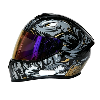 Motosiklet kaskı (dəbilqə) – all seasons, safety helmet for riding - golden-tiger-colorful-mirror-s-55-56