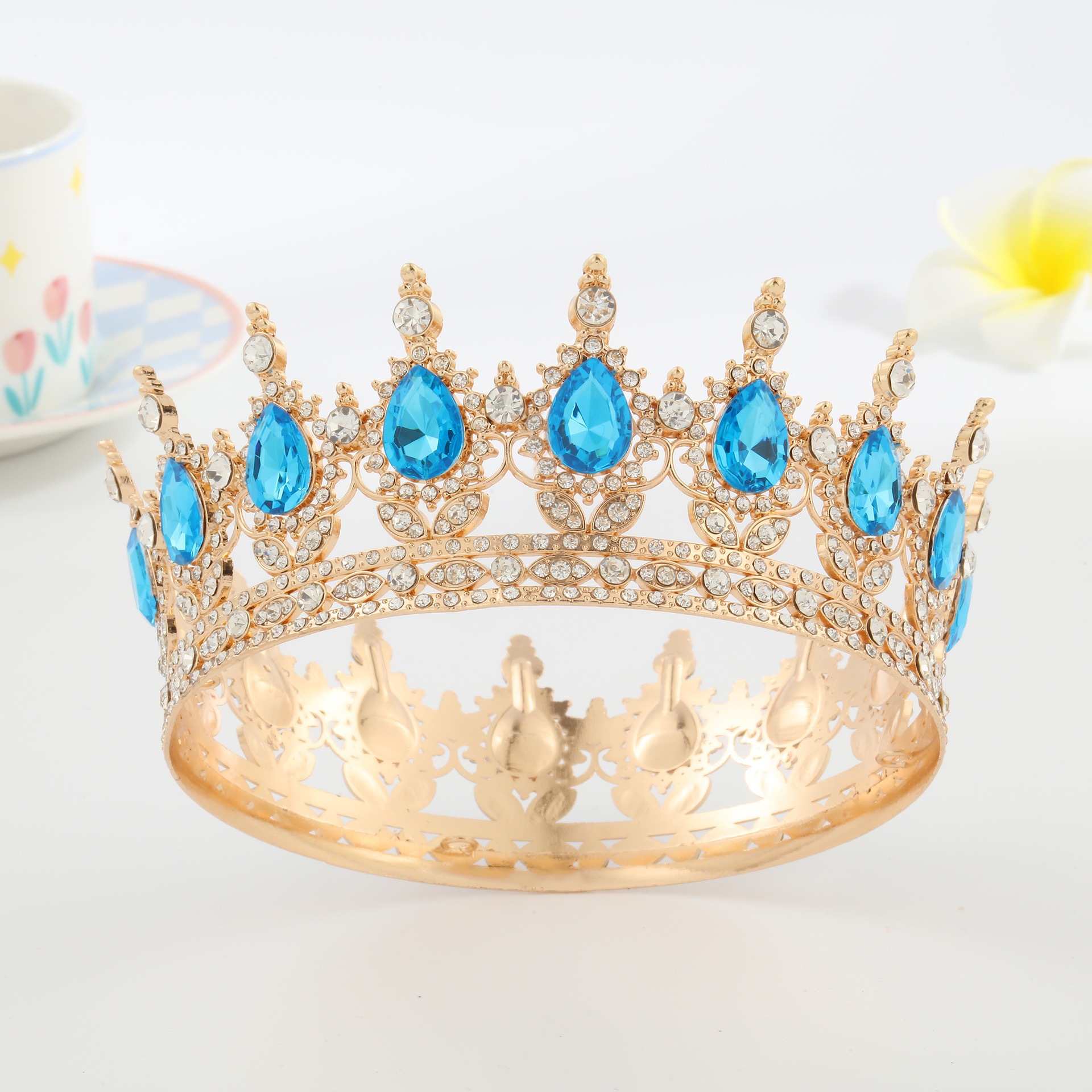 Cross-border Halloween coronas redondas joyas de novia coronas de cumpleaños joyas de cabello industria pesada joyas de cabello