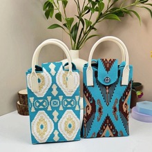 新疆特色手机包民族风花纹针织手提袋购物包送女生礼品艾德莱斯包