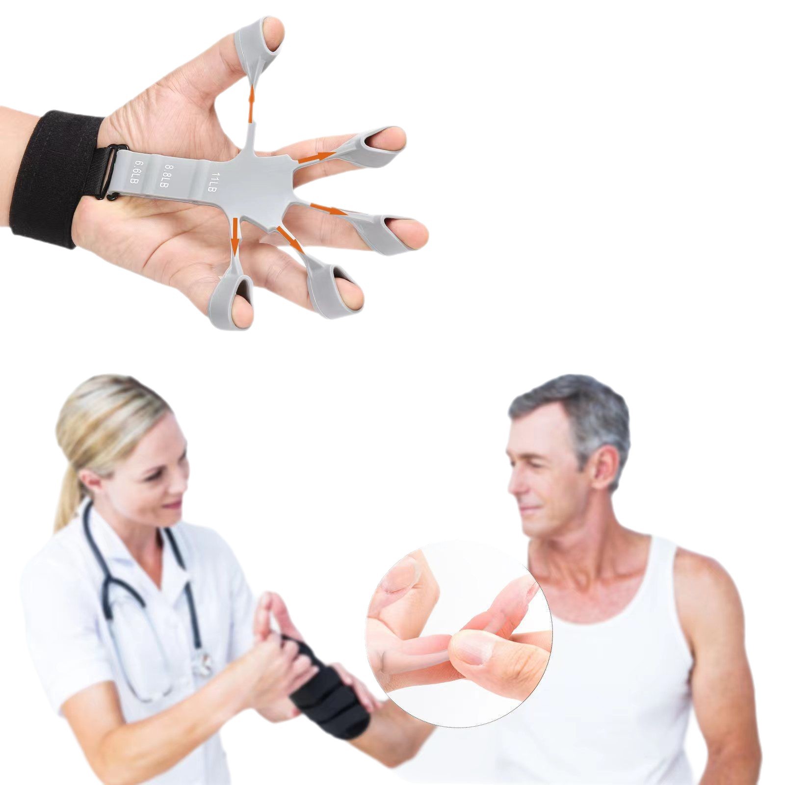 Entrenador de dedo de silicona cinco dedos Extractor de muñeca agarre de dedo fuerza de entrenamiento fábrica al por mayor