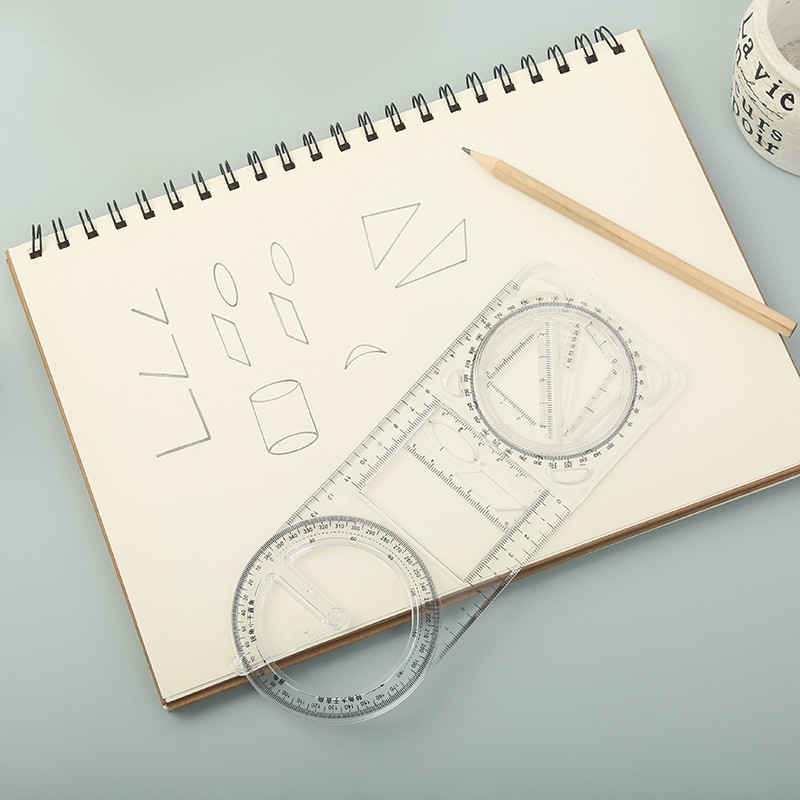 Regla de dibujo multifuncional para estudiantes de primaria y secundaria Regla de geometría Regla de función geométrica Regla de triángulo Goniómetro