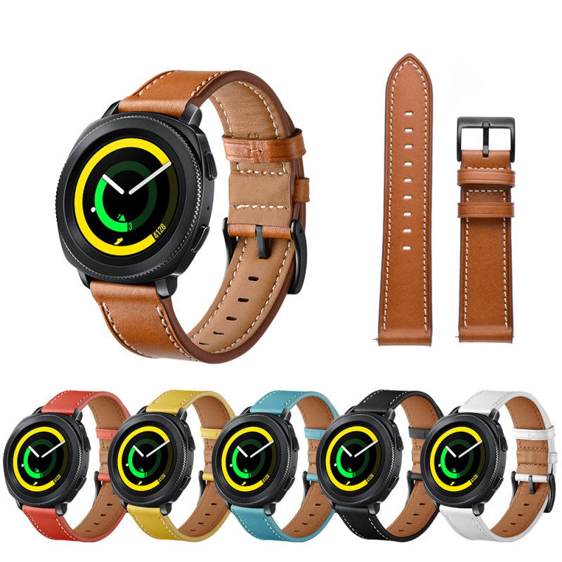 For Samsung watch3 Jiaming vivomove indentation pointed tail layer leather watch strap 20/22mm