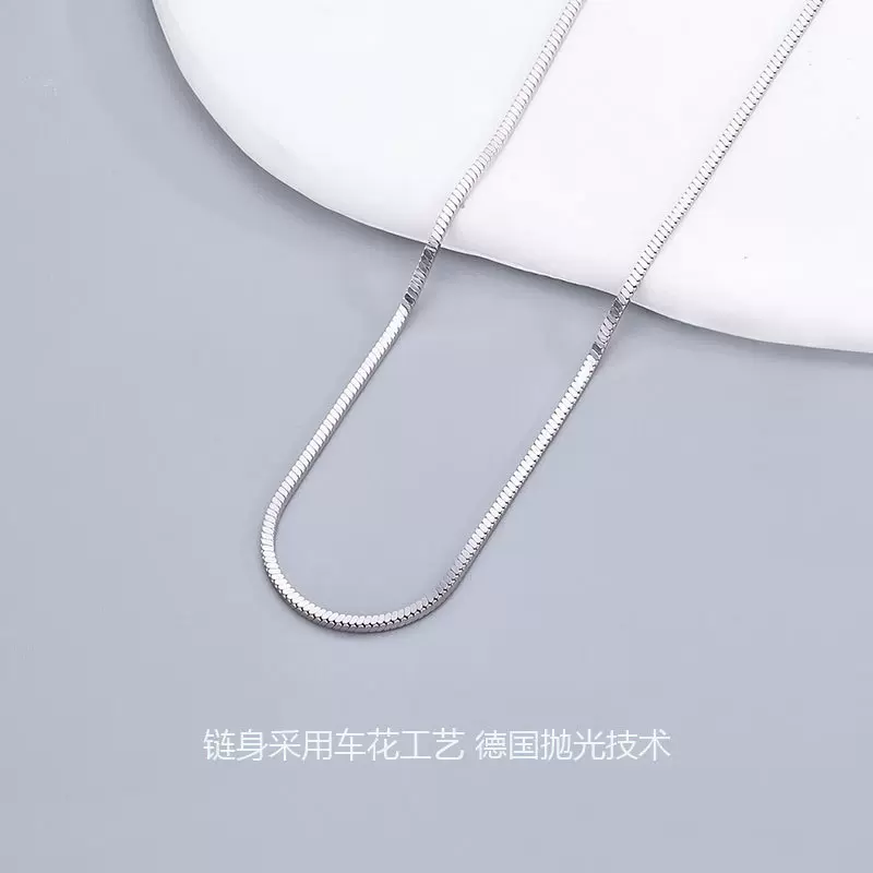 S925银方形蛇骨链素链四方蛇骨链锁骨链男女配链Snake bone chain