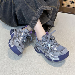 轻便厚底撞色老爹鞋女真皮运动休闲鞋2025秋季新款百搭女式单鞋潮