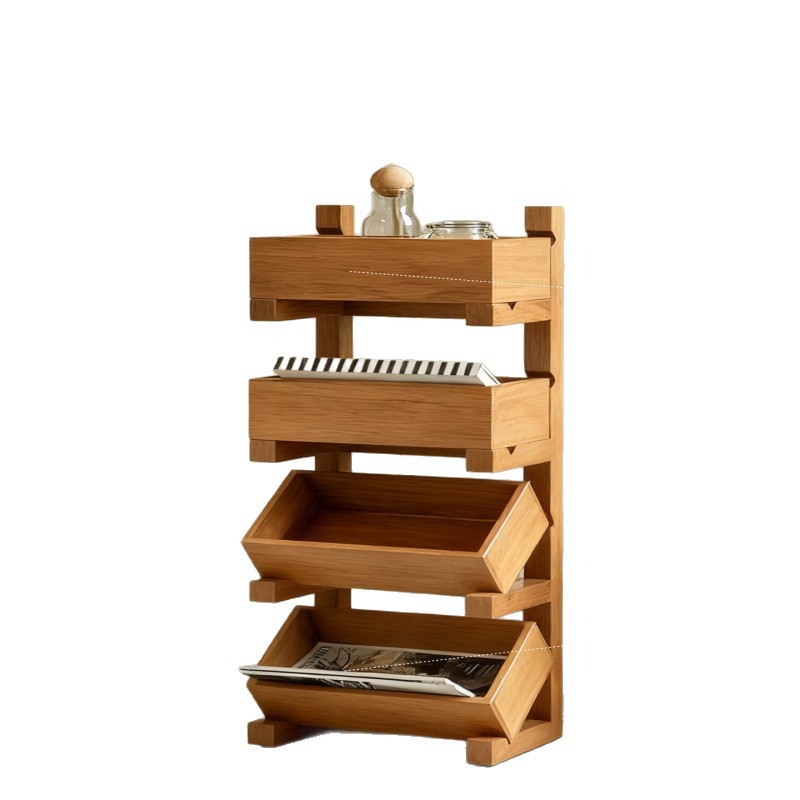 Librería de madera maciza estante de piso estante de almacenamiento de mesa móvil estante de libro pintado pequeño armario armario armario