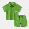 Children's sleeves, summer set, colored top for boys, trousers, children's clothing, Korean style, polo collar, wholesale