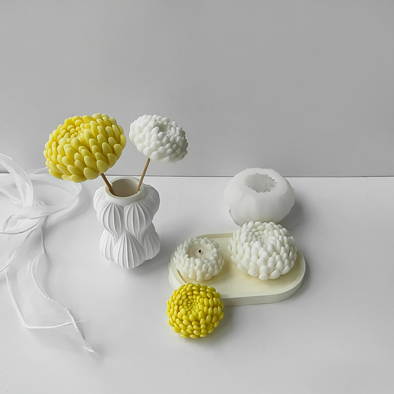 Jiahuimei Flower Aromaterapia Vela Molde Flor Hecho a mano Jabón Expansión Piedra Fragante Yeso Adornos de pegamento Molde de crisantemo
