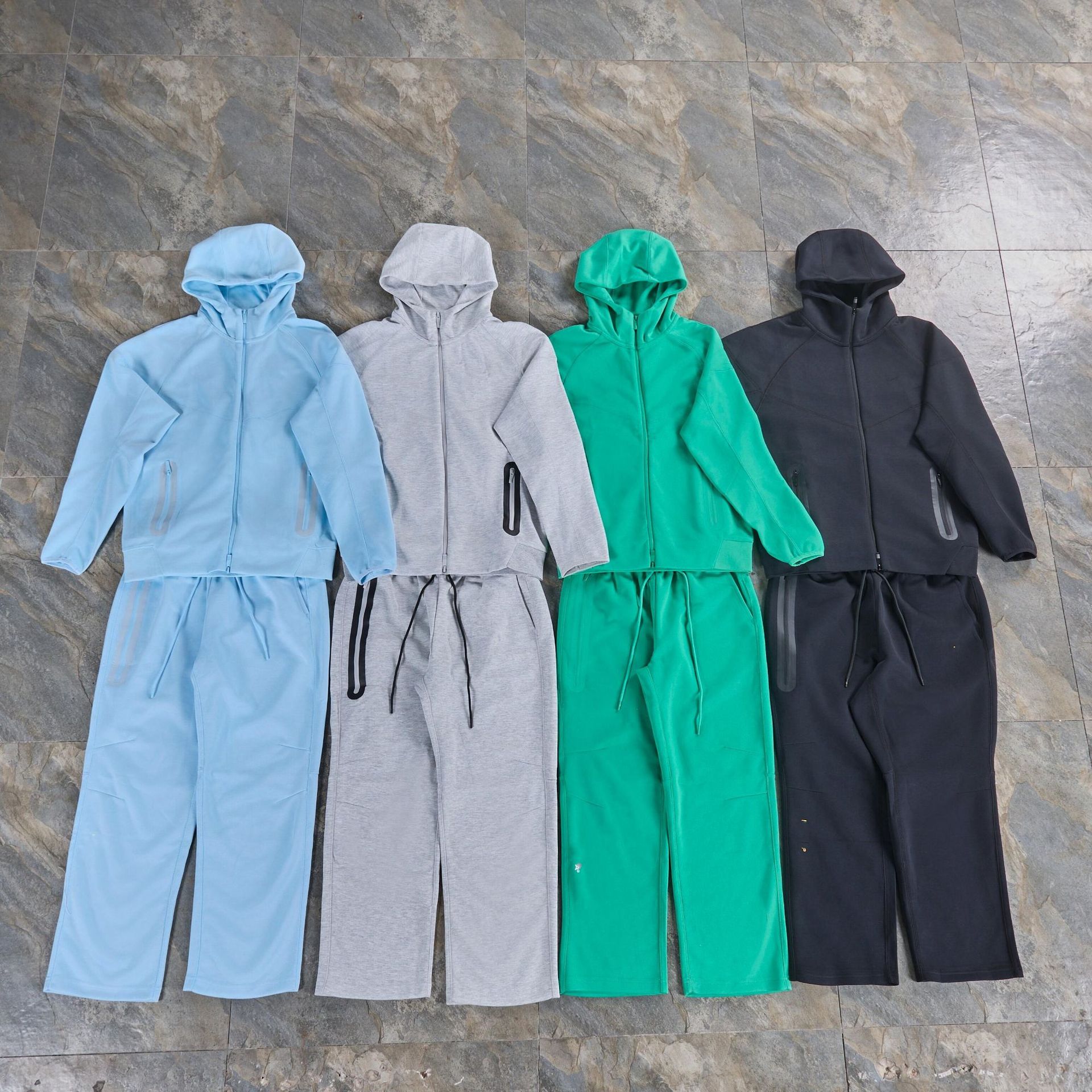 24SS Sports Set otoño e invierno marca compartida calle cremallera chaqueta con capucha pantalones rectos traje deportivo y casual