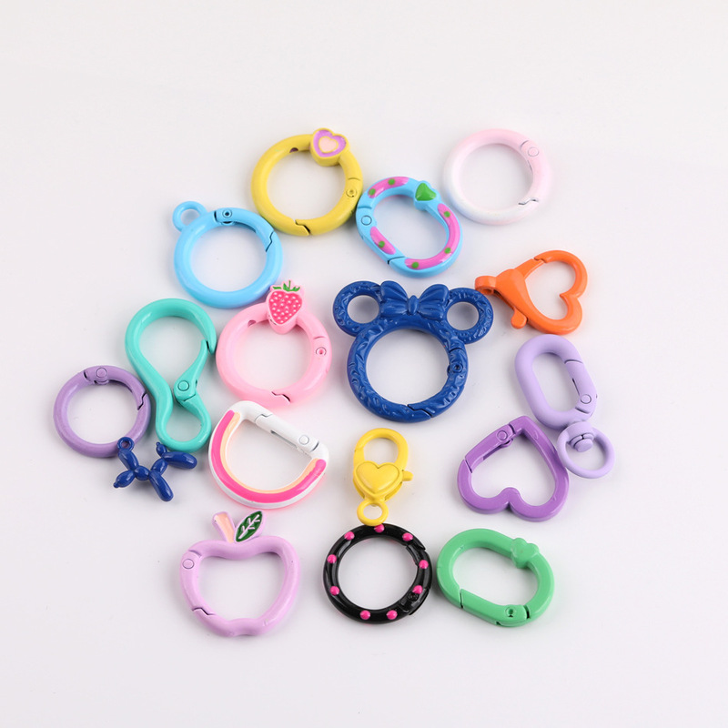 キャンディー色のペンキを塗った複数の開口スプリングリングミッキー愛円環鍵diy自作公仔バッグストラップ|undefined