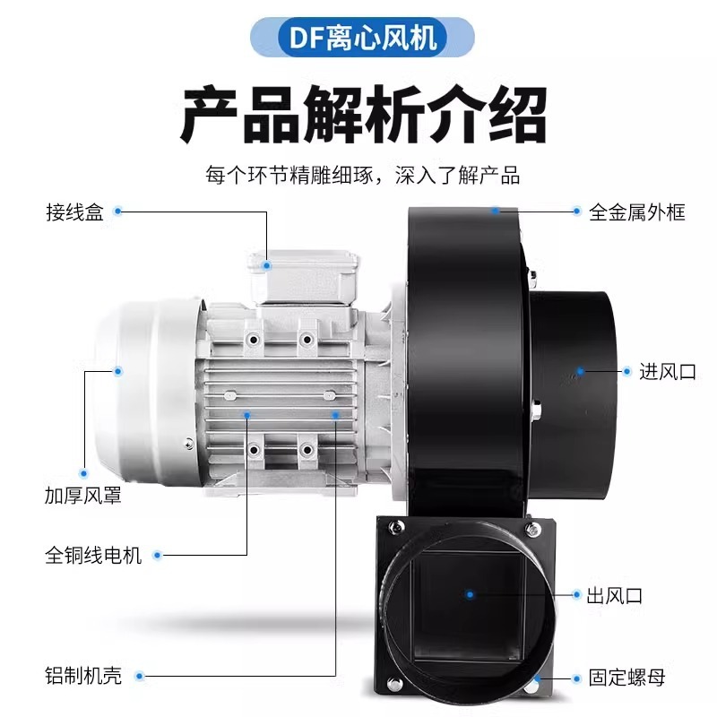 耐高温DF离心风机多翼式220V低噪音引风机380V工业强力小型鼓风机