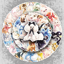 50张软萌蝴蝶结动物贴纸可爱创意卡通防水装饰保温杯电脑手帐贴纸