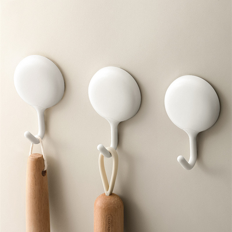 Simple Pure White Hook Strong Adhesive Bathroom Toilet Non-perforated Seamless Nail-free Kitchen Door Rear Hook