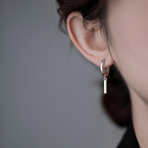 S925 Pure Silver Small Silver Bar Earrings for Women, Summer Simple Ear Drops, Unique Design Sense,  New Trend Pendant