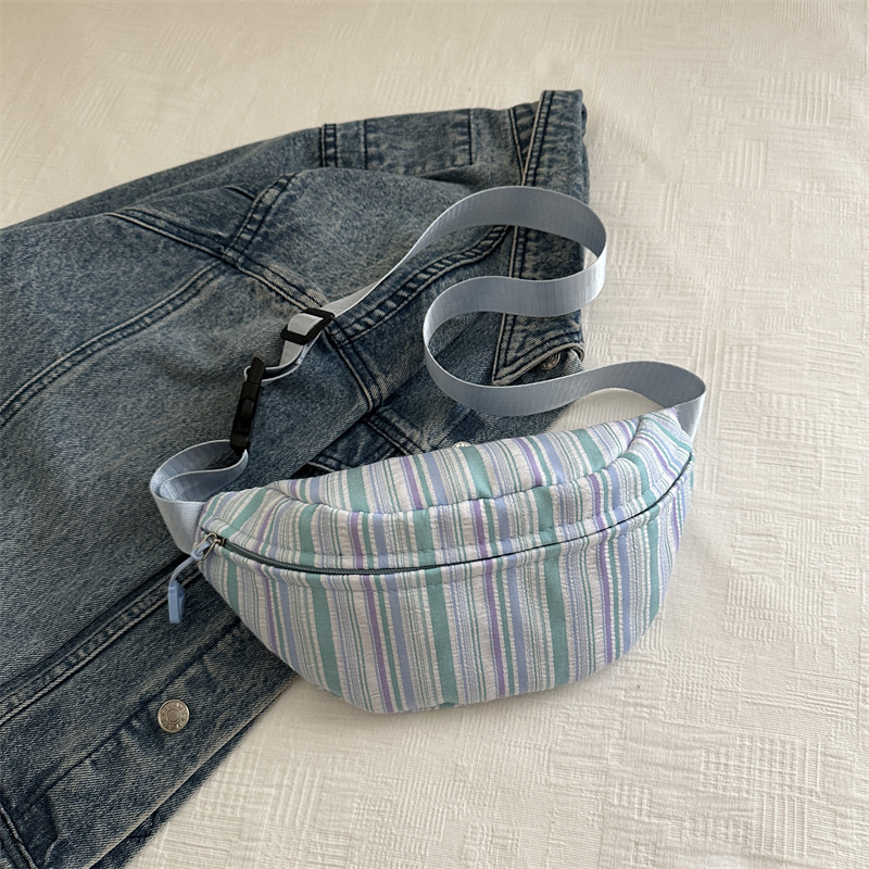 Bolso de cintura a rayas verticales japonesas inns lindos, frescos y simples, bolso de mochila, bolso de pecho para chicas
