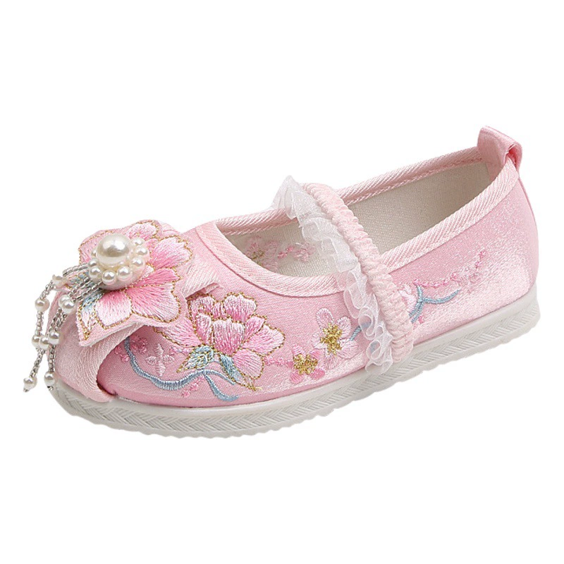 Туфли для девочек Hanfu Детские старинные вышитые туфли