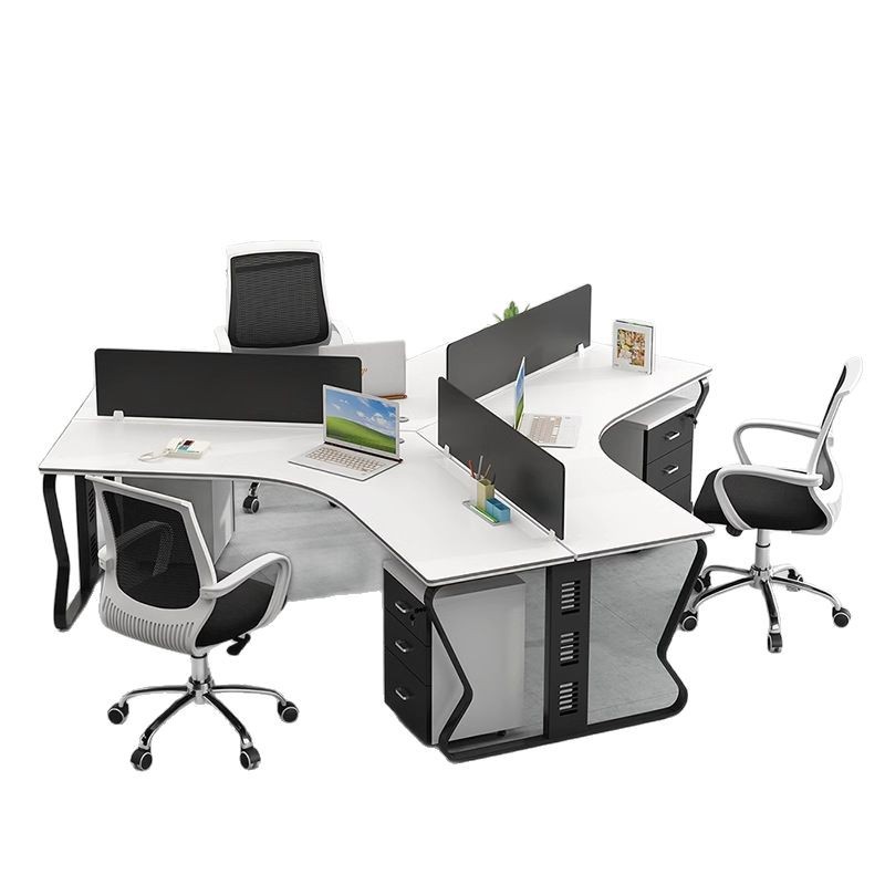 Combinación de escritorio y silla de oficina para el personal, simple y moderno, soporte para tarjeta de partición de pantalla de cuatro posiciones, espacio para empleados, fabricante de escritorios para computadora