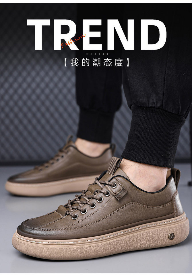 Giày da nam sneaker cổ thấp phong cách retro, đế cao su, dây buộc, phù hợp đi chơi và lái xe — GX1617 màu nâu, GX1617 màu đen chi tiết 2