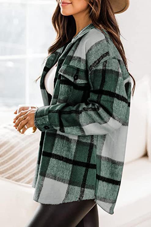 Women's Clothing Plaid Shirt American Style Long Sleeved Collared Loose Fit Mid Length Coat For Autumn Winter_ecoleips.com