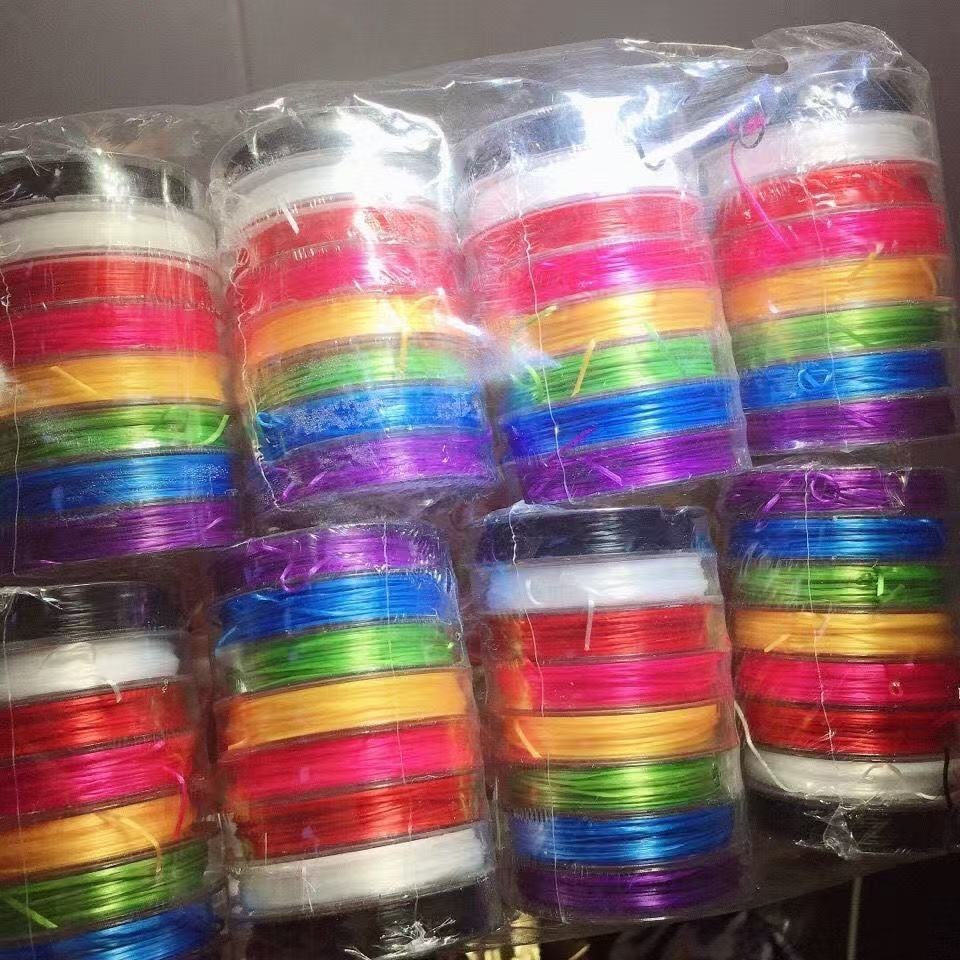 ♧进口弹力线水晶扁丝线八种颜色一套黑白红黄绿蓝紫每一卷9米