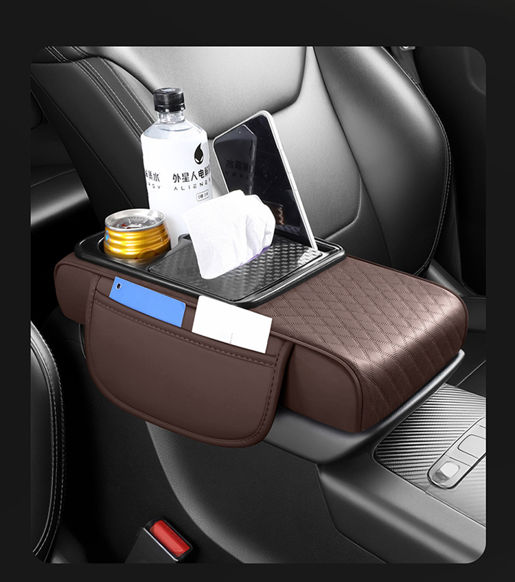 Cross-Border Foreign Trade Car Armrest Box Pad, Universal Car Tissue Box Heightening Pad, Full Leather Pad, Storage Universal Model