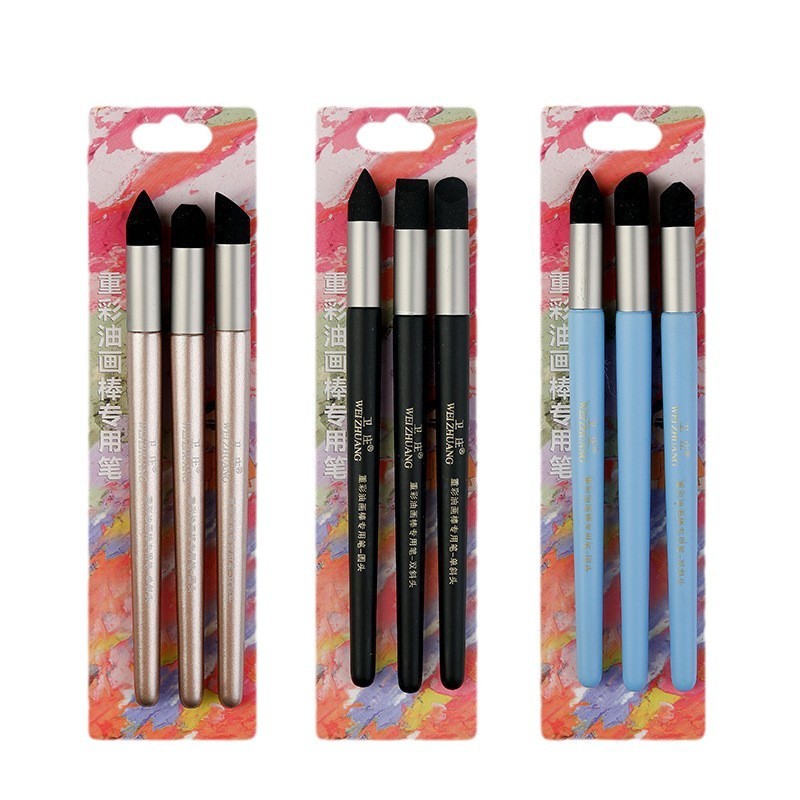 Juego de brochas para pintura al óleo con esponja y pinceles detallados