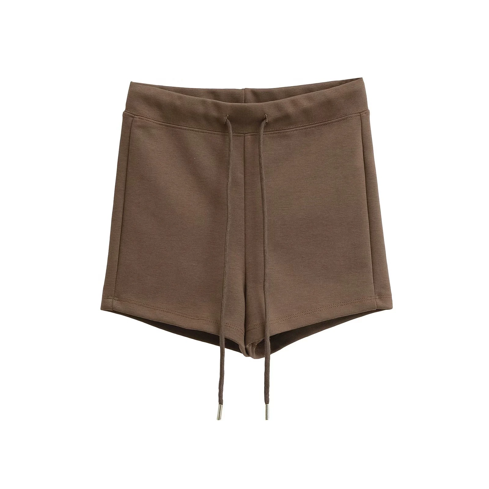 Spring trousers, shorts, drawstring, high waist, slim fit