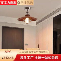 中古风吸顶灯创意法式复古卧室灯阳台灯艺术玻璃玄关过道走廊灯具