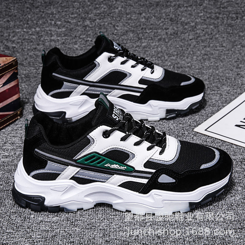 Comercio exterior al por mayor nuevos zapatos de hombre de suela gruesa aumento de altura zapatos torpes de los hombres de la parte inferior de cordones zapatos casuales versátiles zapatos deportivos de moda