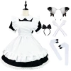Black clothes package + black and white cat ears + white socks and black knot + gloves