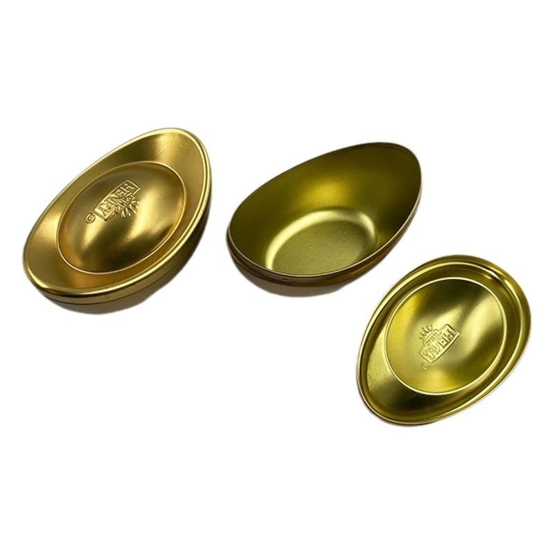 Золотой слиток, металлическая банка, еда, конфеты, печенье, ароматические свечи, экономия денег, фестиваль, слиток, сувенир, свадебная коробка для конфет