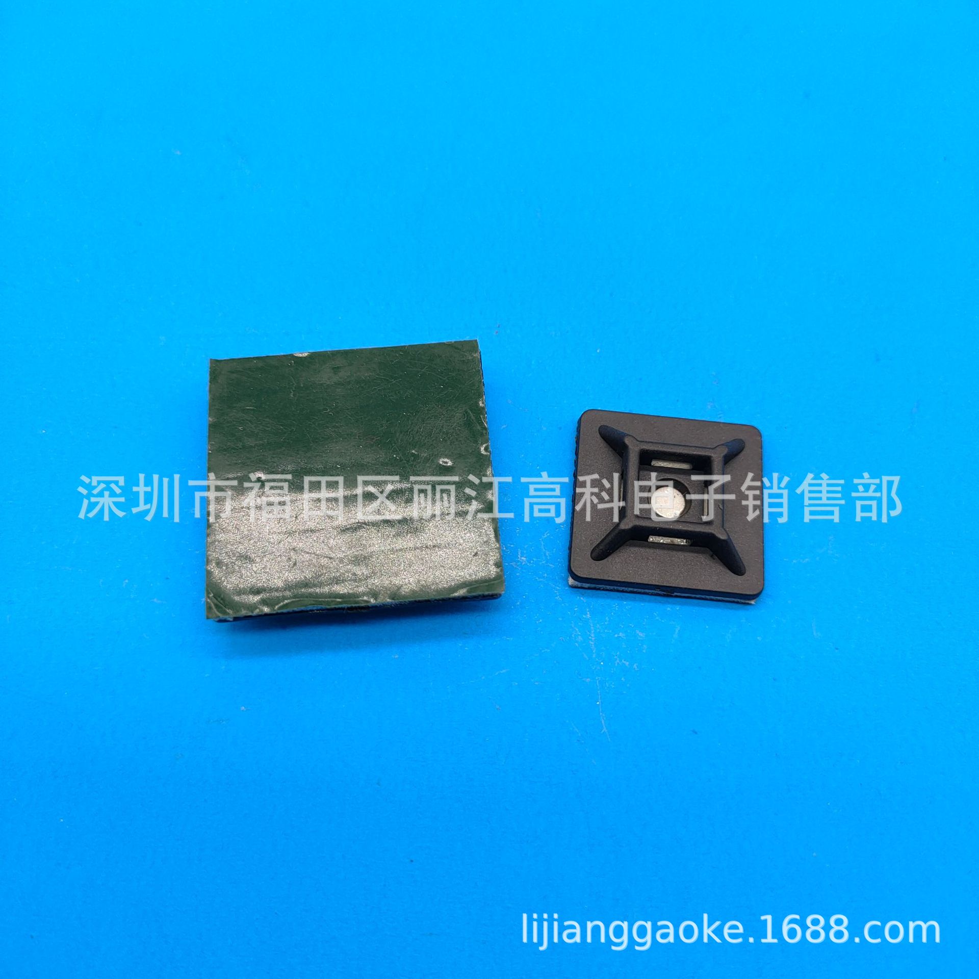 塑料吸盘定位片 ND19扎带型固定座 黑色绿膜粘式配线固定座