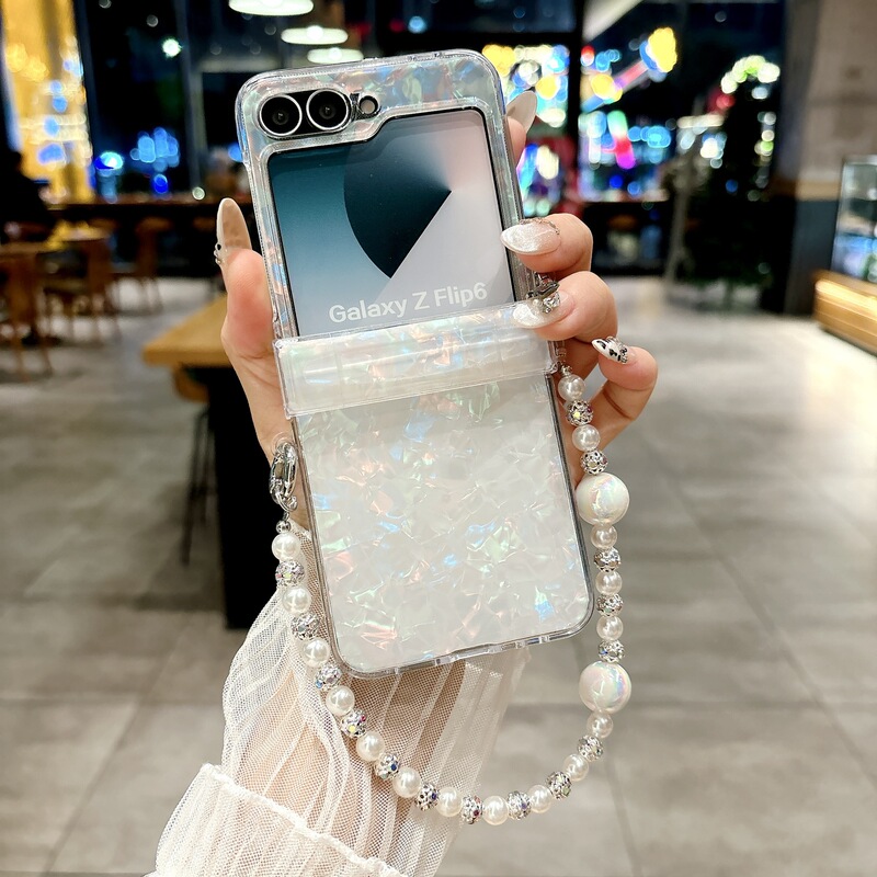 Solid Color Shell Pattern Suitable for Galaxy Zflip6/3/4 Mobile Phone Case Samsung 5Th Generation Foldableing Protective Cover Bracelet