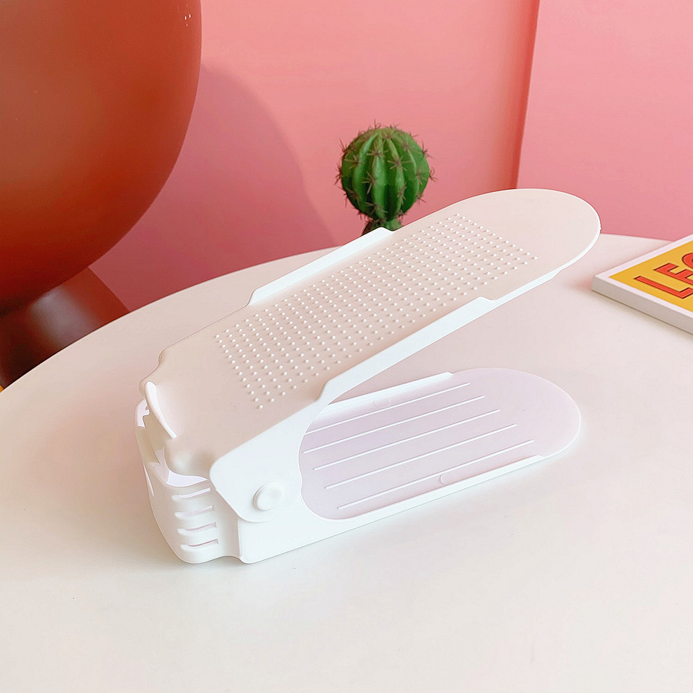 Nuevo estante de zapatos de almacenamiento simple, estante de zapatos plegable simple, estante de zapatos ajustable de plástico de doble capa integrado