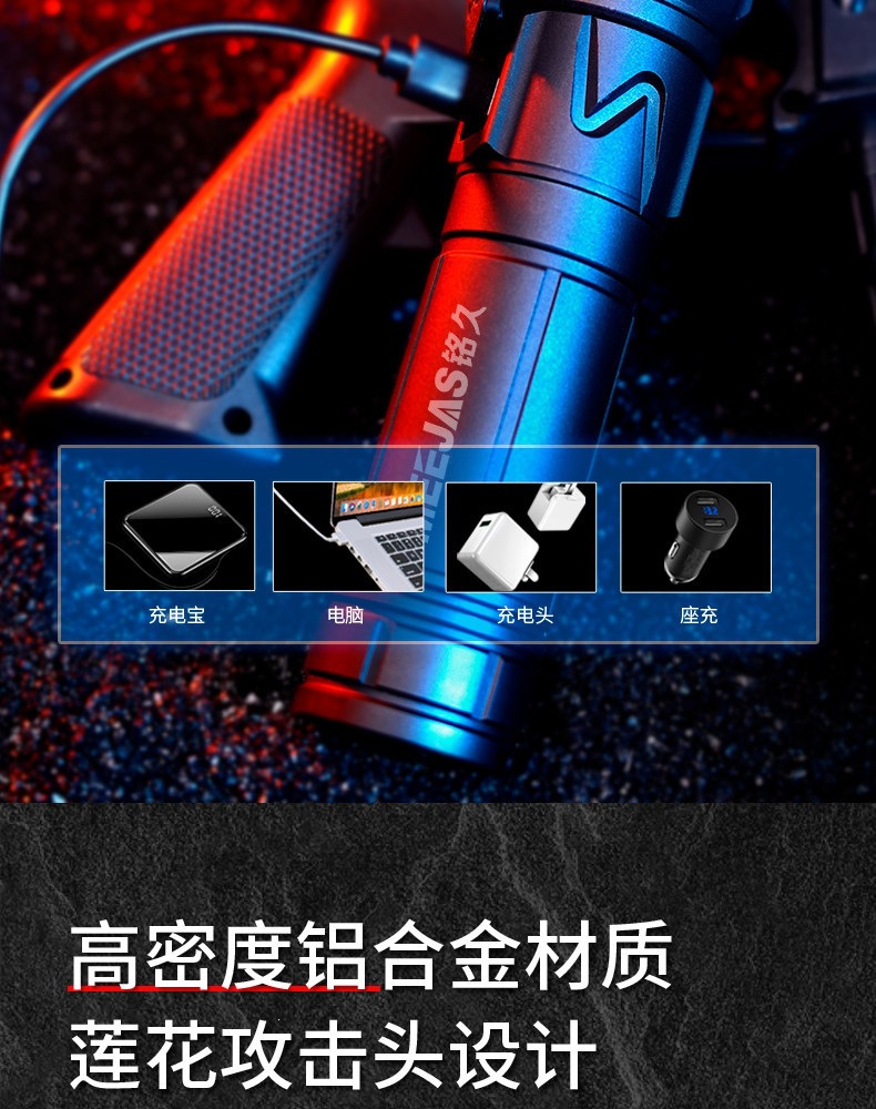 Tactical Multi-Functional Ultra-Bright Flashlight with Laser, Long-Lasting Battery Life, Portable, Long-Range, Rechargeable