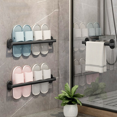 壁掛式免打孔拖鞋架浴室毛巾架衛生間牆壁門後瀝水架收納置物掛架