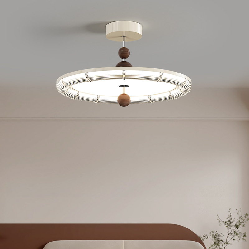 Lámpara de techo de dormitorio principal retro con grano de madera de nogal medieval