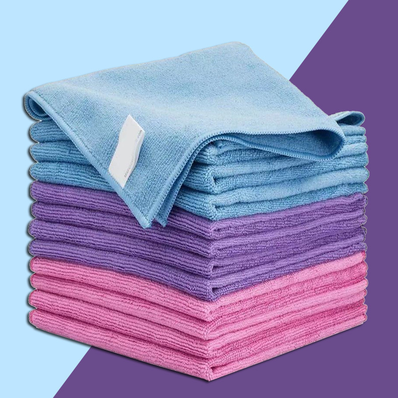Foreign Trade Cross-Border Supply Car Wash Crystal Coating Towel 40*40 Household Table Wiping Dishwashing Towel Warp Knitted Polyester Brocade Car Wiping Towel