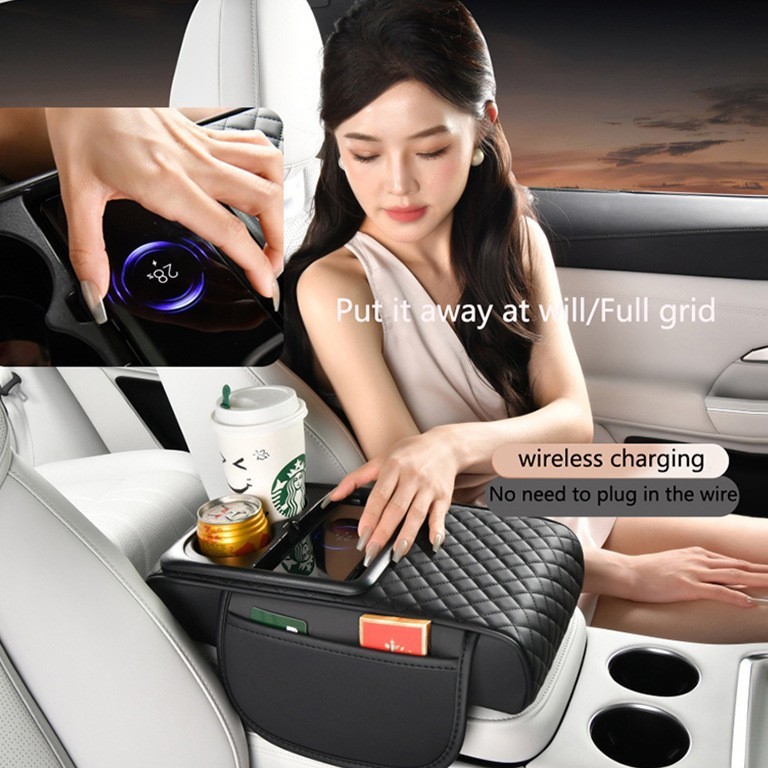 国境を越えたワイヤレス充電車の中央アームレストボックス高さパッド車の水カップホルダー携帯電話収納多機能|undefined