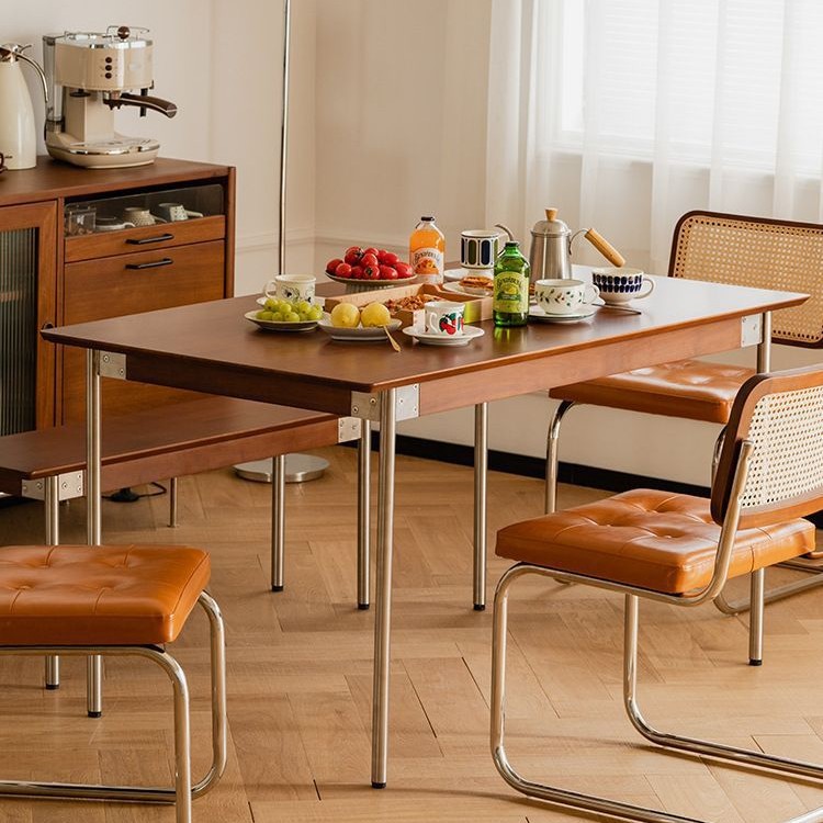 Solid Wood Dining Table Retro Small Apartment Nordic Japanese Dining Table and Chair Combination Home Rectangular Table Log Furniture