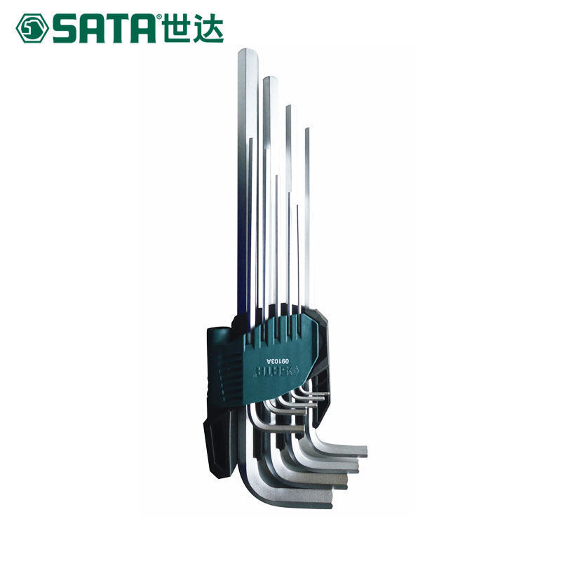 世达（SATA）9件铬钒钢特长内六角扳手组套 09103A
