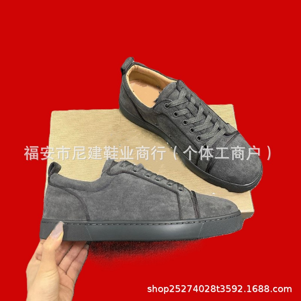 L Red-Soled Trendy New Fashion Men's Shoes, Fur Sneakers, Black Casual Shoes, Exclusively for Cross-Border Wholesale