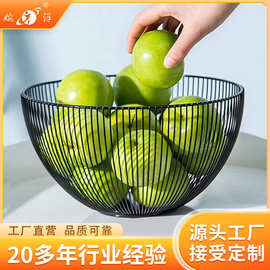 简约风格水果盘创意客厅茶几家用网红简约现代铁艺篮零食盘干果盆
