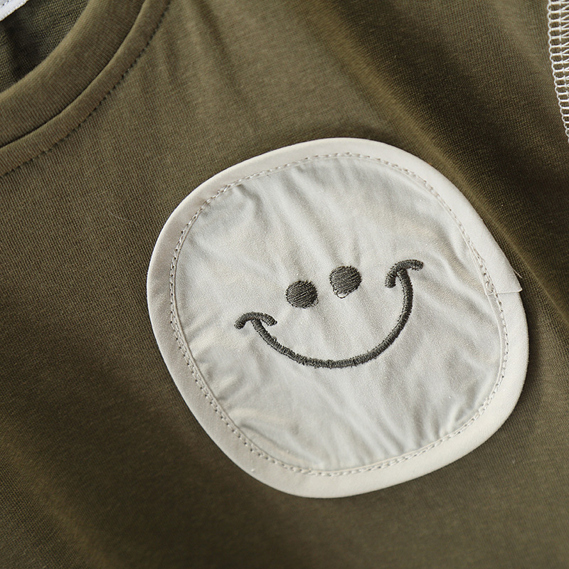 8134 Traje de manga corta para niños Verano 2025 Nuevos niños Guapo Verano Bebé Ropa delgada de dos piezas