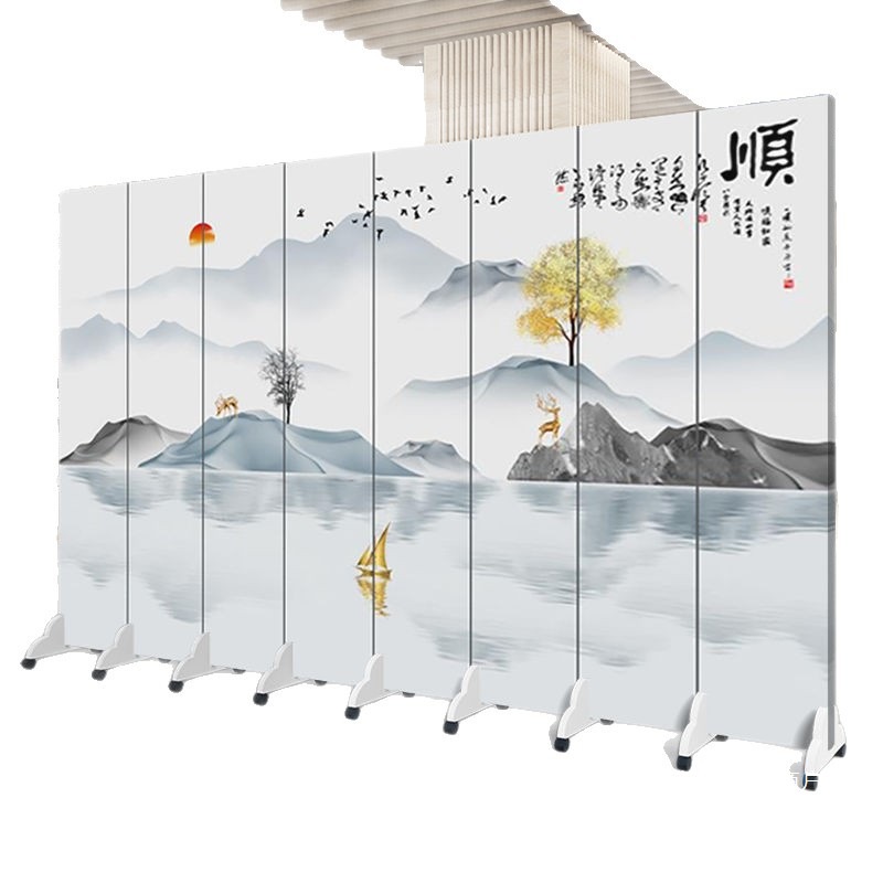Fábrica directa de pintura de paisaje chino pantalla divisoria sala de estar oficina en el dormitorio plegable móvil simple y moderno