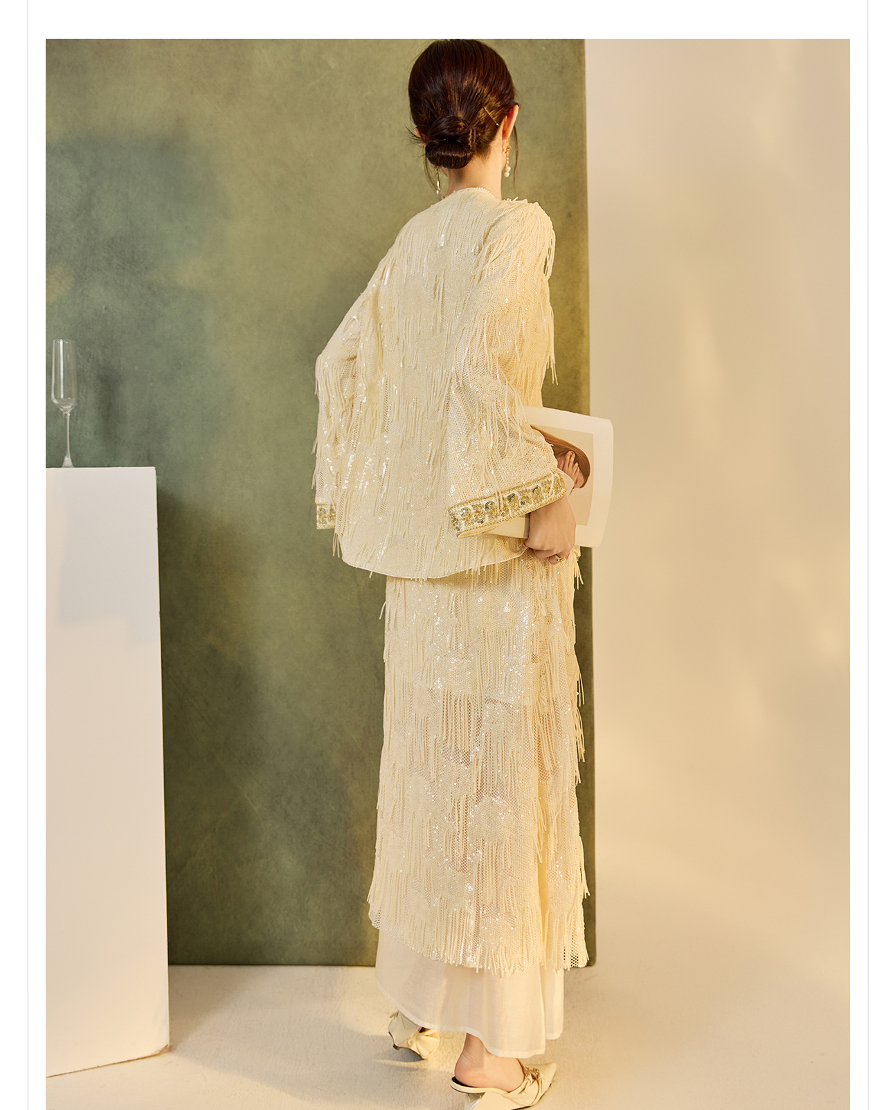 Áo khoác cardigan nữ cổ chữ V thêu tua rua — mơ chi tiết 14