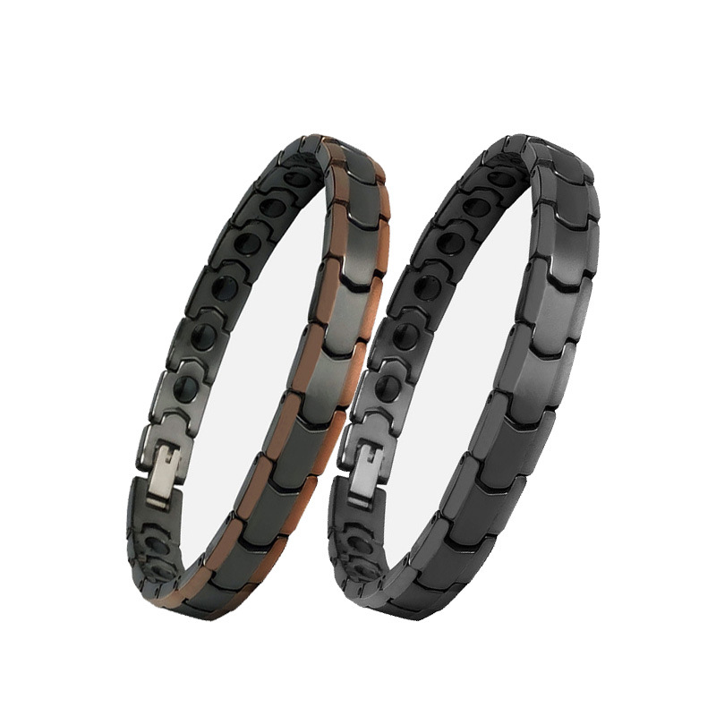 Japonés y coreano transfronterizo en stock joyería al por mayor de acero de tungsteno electrochapado oro rosa magnética impermeable pulsera deportiva para niños y niñas