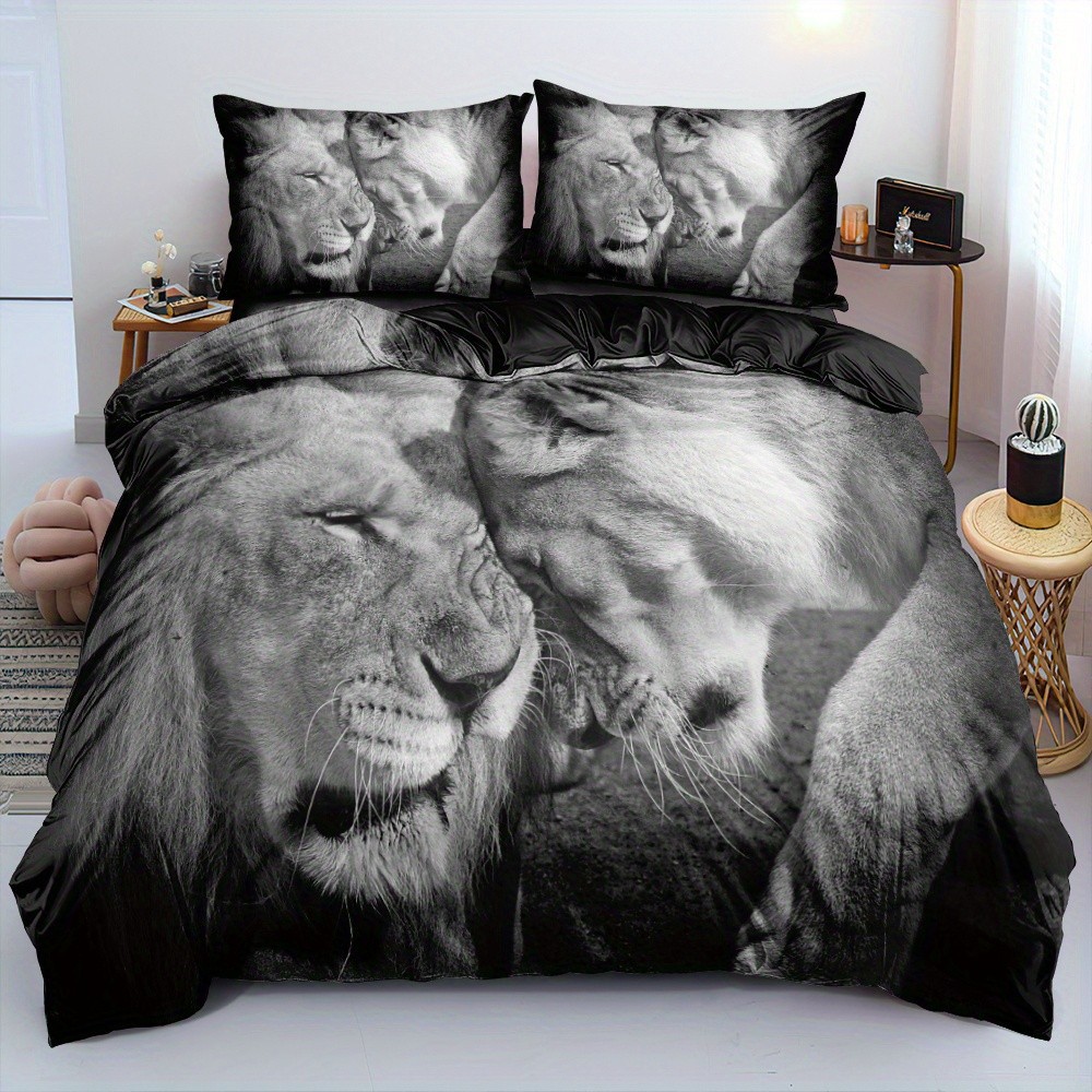 TEMU / JIT transfronterizo abrasivo textil doméstico impresión digital león colcha de cama Kit piel transpirable para diseñar